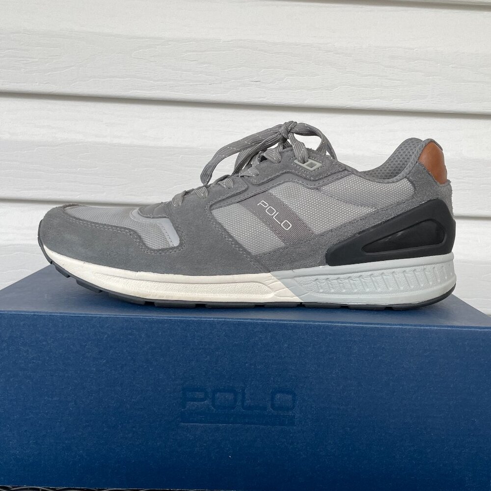 Men's Ralph Lauren Train 100 Suede-Mesh Sneakers Size 12 Medium